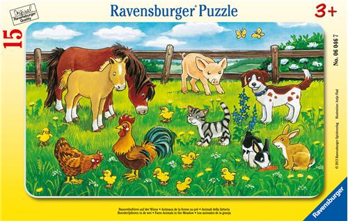 Ravensburger Puzzle Cadre Animaux de la ferme au pré 15 pièces